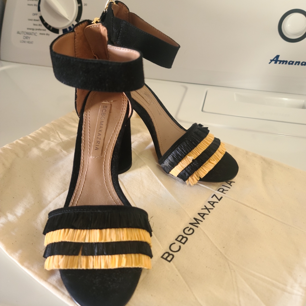 BCBGMAXAZRIA Black and Yellow Women's Heels